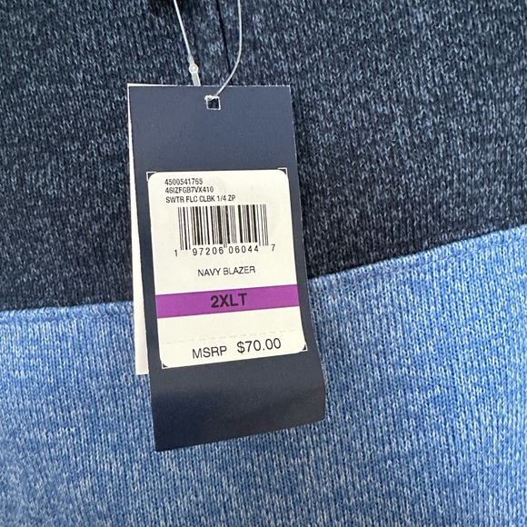 Izod Mens Big and Tall Advantage Performance 1/4 Zip Pullover Fleece Sz 2 XL T - Picture 5 of 12